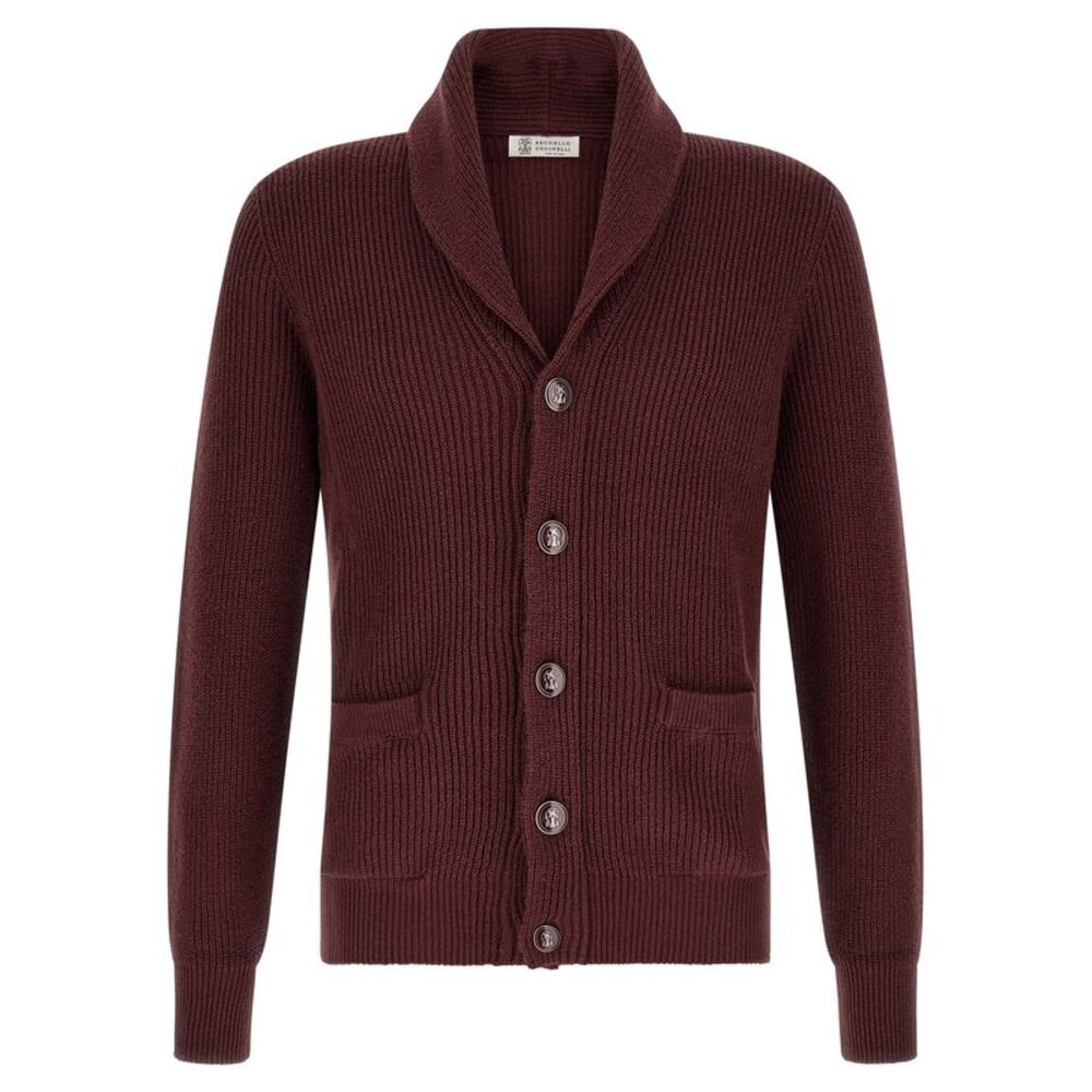 Brunello Cucinelli Bordeaux Cotton Men's Cardigan